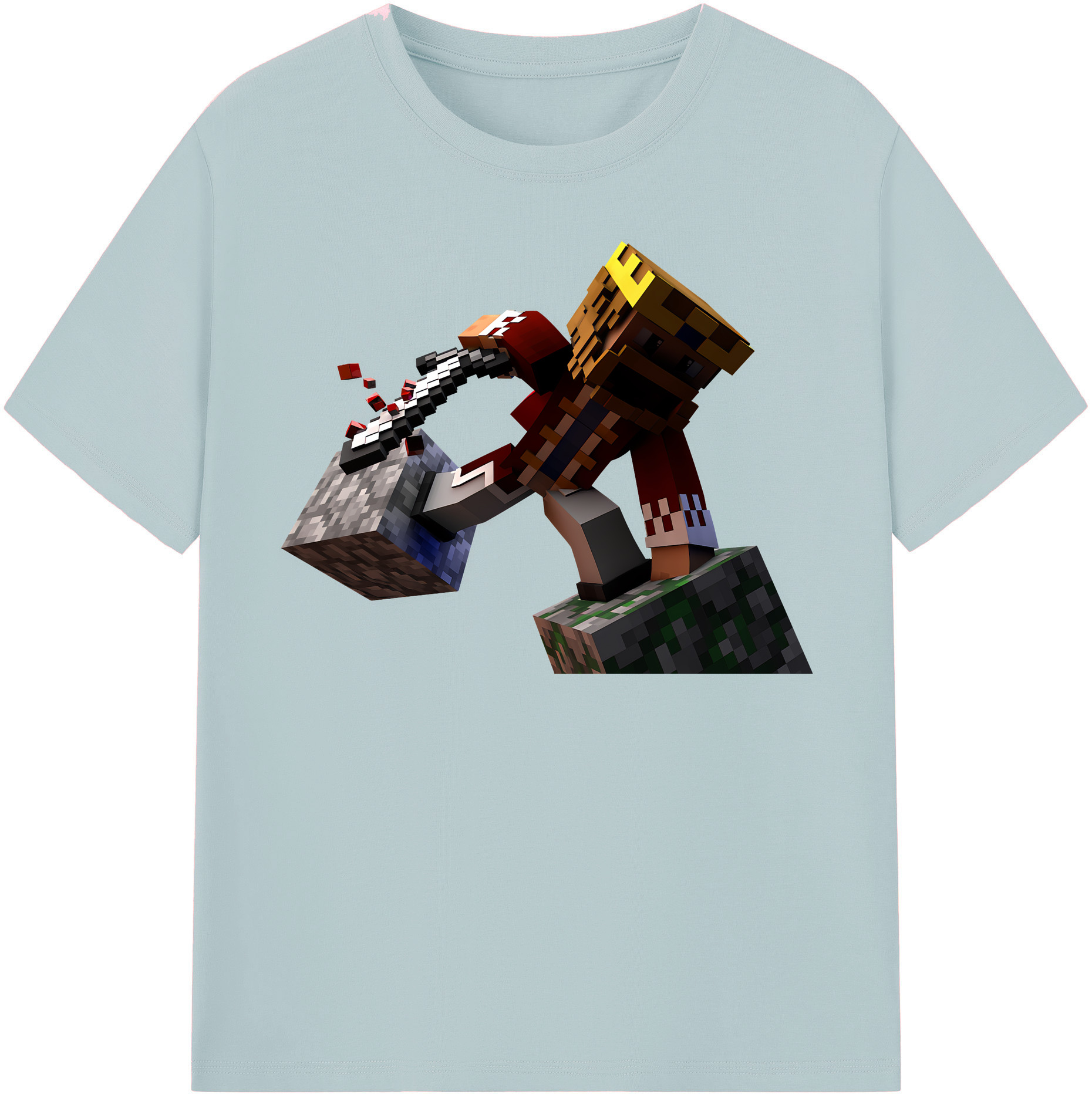 （画像用） マインクラフト ブロックの世界 Minecraft MC Block world 綿100％半袖Tシャツ（フロントプリント）